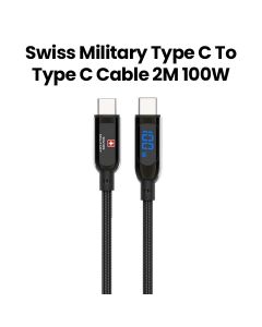 Swiss Military 100W Premium Braided Type-C to Type-C Cable (2M) - Black | SM-CB-CC100W-BLK