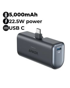 Anker Nano Power Bank 22.5W, Built-In USB-C Connector - Black | A1653H11