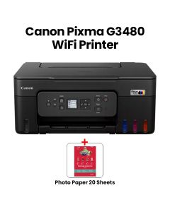 Canon PIXMA G3480 BK Wi-Fi Duplex Printer - Print, Copy, Scan & Cloud | 11 Mono / 6.0 Color - Black + Canon VP-101 Photo Paper Variety Pack (4x6” & A4) - 20 Sheets