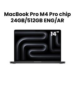 Apple MacBook Pro 14" M4 Pro Chip 12-Core CPU 16-Core GPU 24GB RAM 512GB SSD (English/Arabic) - Space Black | MX2H3AB/A