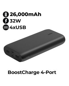 BELKIN BoostCharge 32W PD PPS 4-Port Power Bank 26K - Black | BPB012BTBK