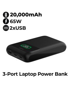 BELKIN BoostCharge Pro 3-Port Laptop Power Bank Up to 65W, 20K - Black | BPB020BTBK