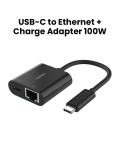 BELKIN Connect USB-C to Ethernet + Charge Adapter 100W - Black | INC019BTBK