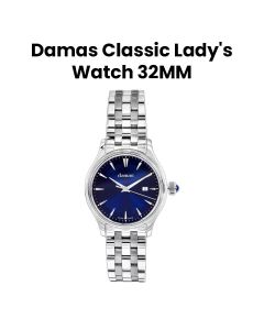 Damas 32MM Ladies Steel Quartz Watch with Black Strap | DCL-Q32-WT-SS-431