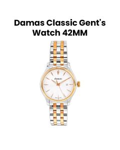 Damas 42MM Gents Steel Quartz Watch with Bi Color Steel Bracelet | DCL-Q42-WT-SR-541