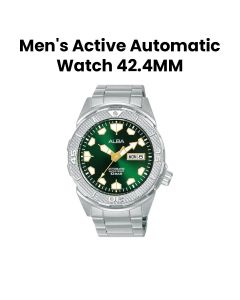 Alba 42.4MM Men's Active Automatic Stainless Steel Watch with Black Steel Wrap & Green Dial | AL4557X1Q