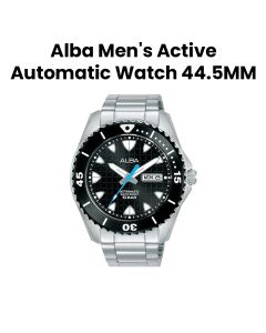 Alba 44.5MM Men's Active Automatic Stainless Steel Watch with Black Patterned Dial | AL4573X1Q