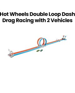 Hot Wheels Double Loop Dash Drag Racing with 2 Vehicles Playset - | HOTGFH85