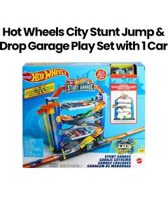 Hot Wheels City Stunt Jump & Drop Garage Play Set with 1 Car - | HOTGNL70