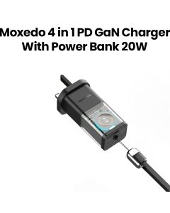 Moxedo PD GaN Charger 20W + 5200mAh Power Bank + Apple Watch Wireless Charger - Black | MX-CP020