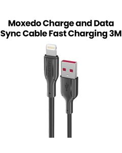 Moxedo USB-A to Lightning Charging & Data Sync Cable (3.0m) - Black | MX-NC038