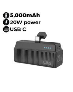 Moxedo 5000mAh Mini-Pocket Pico Power Bank Type-C - Black | MX-CPB029