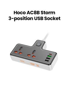HOCO Storm 3-Position Socket (PD30W/1C3A) UK 2M - Black | AC8B