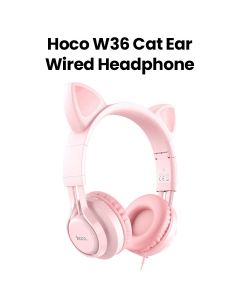 HOCO Cat Ear Headphones with Mic - Pink | W36