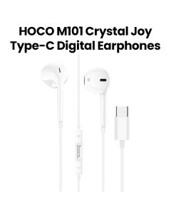 HOCO Crystal Joy Type-C Wire-Controlled Digital Earphones with Microphone - White | M101