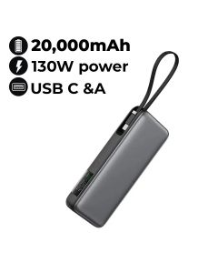 Acefast 130W Power Bank with Cable - Black | M22-20000PD