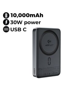 Acefast 30W Qi2 Magnetic Wireless Charging Power Bank - Black | M11-10000PD