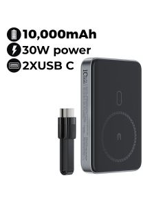 Acefast 30W Magnetic Wireless Charging Power Bank with Cable - Black | M10-10000PD