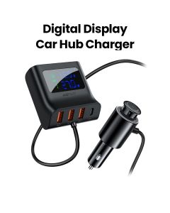 Acefast Digital Display Car Hub Charger - Black | B8