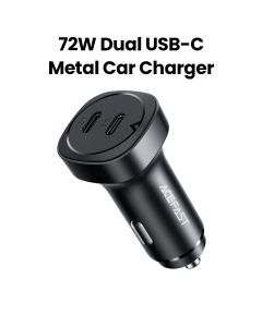 Acefast 72W Dual USB-C Metal Car Charger - Black | B2