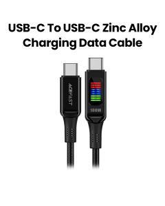 Acefast USB-C to USB-C Zinc Alloy Charging Data Cable with Display - Black | C7-03