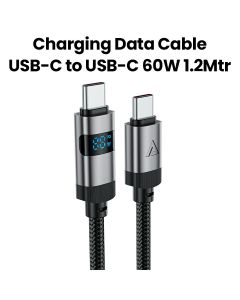 Acefast USB-C to USB-C Zinc Alloy Digital Display Braided Charging Data Cable - Black | C15-03