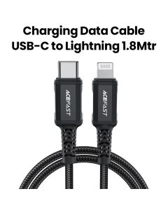 Acefast USB-C to Lightning Aluminum Alloy Charging Data Cable (1.8M) - Black | C4-01