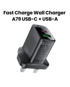 Acefast PD20W GaN Charger (USB-A+USB-C) UK - Black | A79