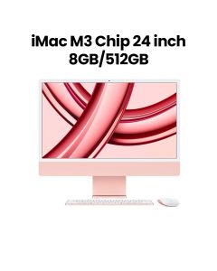 Apple 24-inch iMac Retina 4.5K, M3 Chip (8-core CPU, 10-core GPU), 512GB SSD - Pink | MQRU3AB/A