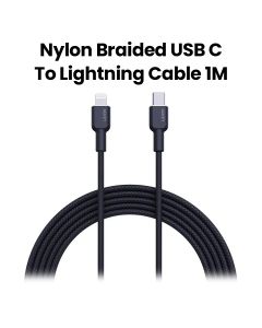 Aukey 1M Nylon Braided USB-C to Lightning Cable - Black |CB-NCL1-BK