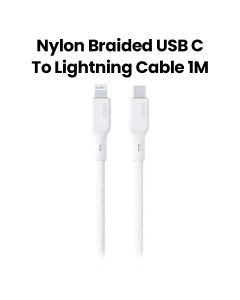 Aukey 1M Nylon Braided USB-C to Lightning Cable - White |CB-NCL1-WH