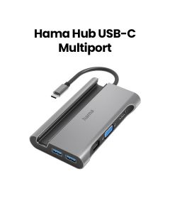 Hama USB-C Hub Multiport 7 Ports (3 x USB-A, USB-C, VGA, HDMI, LAN/Ethernet) - Gray |200102