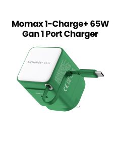 Momax 65W GaN 1-Port Charger with Built-in USB-C Cable - Green |UM76UKG