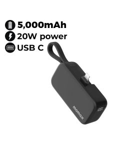 Momax Power Mini 5000mAh 3-in-1 Power Bank with Lightning Plug - Black |IP130MFID