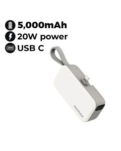 Momax Power Mini 5000mAh 3-in-1 Power Bank with Lightning Plug - White |IP130MFIW