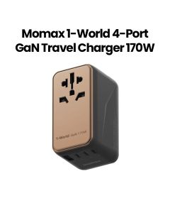 Momax World 170W GAN 4-Port Travel Adapter - Rose Gold |UA17UKDL2