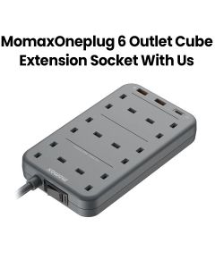 Momax Oneplug 6 Outlet Cube Extension Socket with USB - Grey|US12UKE
