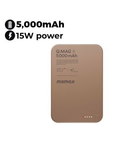Momax Q.Mag X Magnetic Wireless Battery Pack (5000mAh) 8.3mm Ultra Slim - Desert Gold|IP116AL2