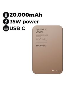 Momax Q.Mag X2 Magnetic Wireless Battery Pack (20000mAh) 23.5mm Ultra Compact - Desert Gold |IP133AL2