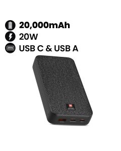 Swiss Military Power Bank 20,000mAh 2C1A with PD Fast Charge Black | SM-PB-20K-2C1A-PD-FASTCHRG
