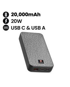 Swiss Military Power Bank 20,000mAh 2C1A with PD Fast Charge Grey | SM-PB-20K-2C1A-PD-FASTCHRG