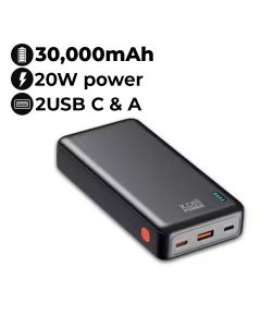 Xcell 30,000mAh Power Bank - Black | XL-PC-30KPD-2C1A
