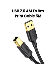 UGREEN USB 2.0 AM to BM Print Cable 5M (Black) | UG-CBL-US135-PRNTR-5M