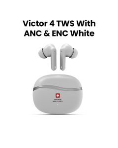 Swiss Military Stereo Earbuds with ANC+ENC - White |SM-Victor-4-ANC-ENC