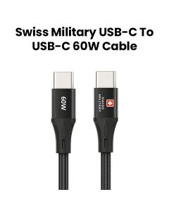 Swiss Military Type C to Type C 1.2M 60W Premium Braided Cable - Black |SM-CB-CC-60WPD-1.2Mt