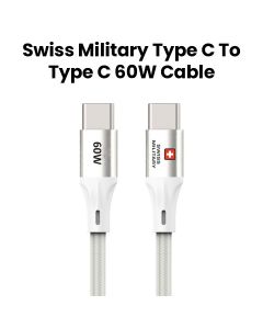 Swiss Military Type C to Type C 1.2M 60W Premium Braided Cable - White |SM-CB-CC-60WPD-1.2Mt