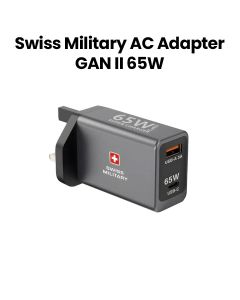 Swiss Military GaN Super Charger 65W with 2 Type-C and 1 USB-A Ports - Grey |SM-GaN II-65W-2C1A
