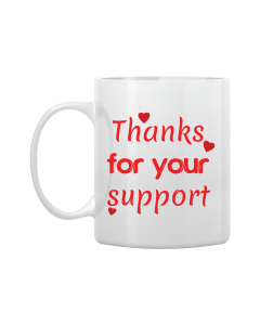 White Mug Printed in Red Expressing Gratitude