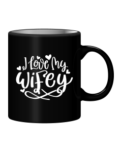 Black Mug Printed in White To My Wife