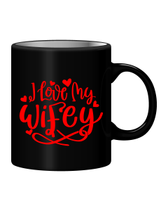 Black Mug Printed in Red To My Wife